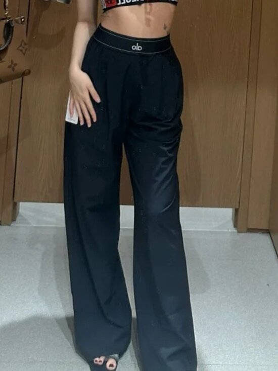 ALO Yoga Pants - NWT Alo Yoga Suit Up Trouser Black Wide Leg Pants XS 30” Inseam 🌞 Everyday Chic